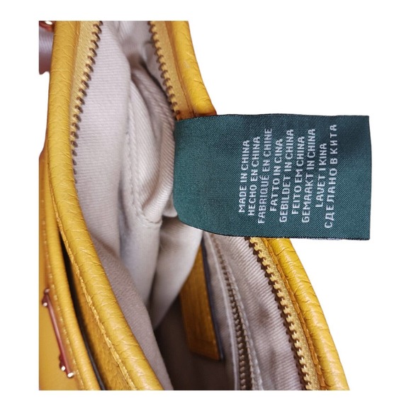 Lauren Ralph Lauren Yellow Leather Crossbody Purse Bag - Picture 13 of 16